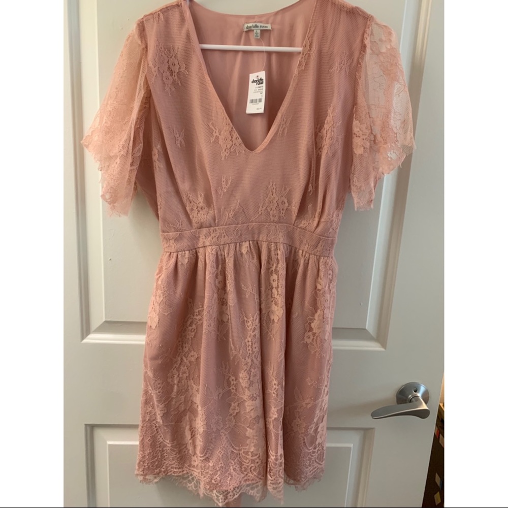 Waist Tied Lace Short Sleeve Dress
